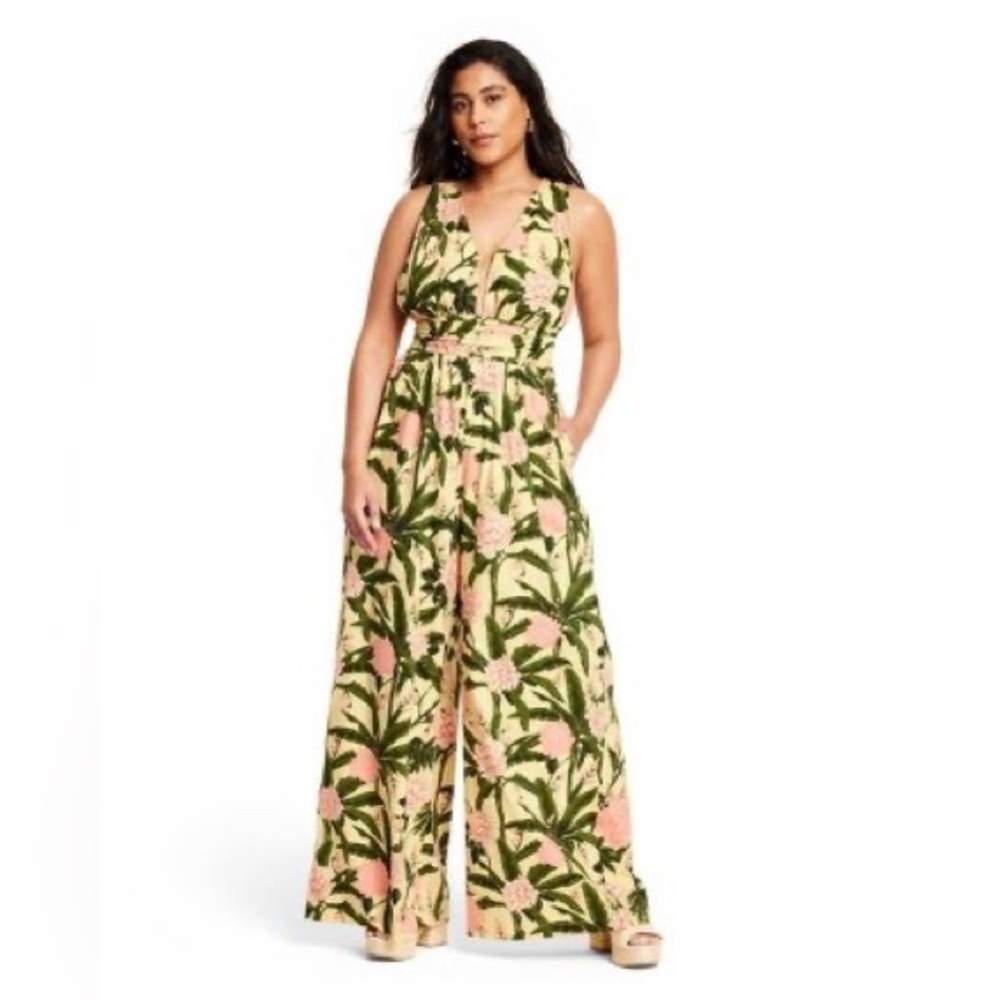 Agua Bendita x Target Peony Floral Botanical Print Sleeveless Jumpsuit Size XL